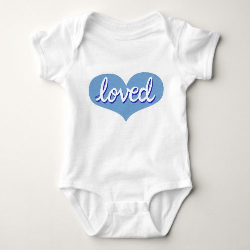 MUCH LOVED _ Adored _ Blue love heart Baby Bodysuit