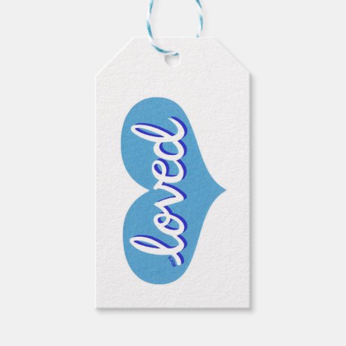 MUCH LOVED  _ Adored _ Blue love heart Gift Tags