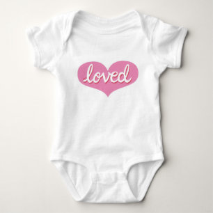 MUCH LOVED - Adored - Pink love heart Baby Bodysuit