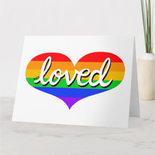 Much loved - Adored - Rainbow love heart Card