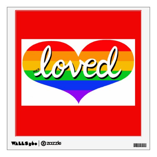 MUCH LOVED _ Adored _ Rainbow love heart Wall Sticker