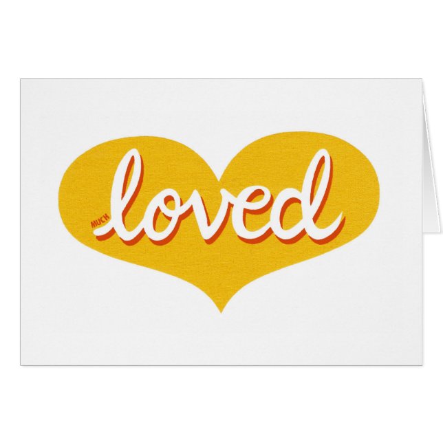 MUCH LOVED - Adored - yellow love heart - Cards (Front Horizontal)