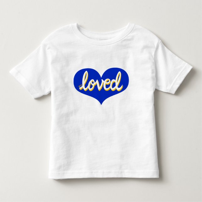 MUCH LOVED - blue love heart- Boy/girl Toddler T-shirt (Front)