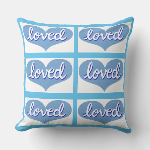 MUCH LOVED_  Blue love hearts _ Boy Throw Pillow