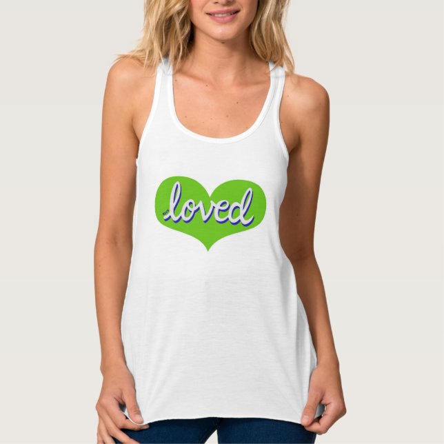 MUCH LOVED - Green love heart - Tank Top (Front)
