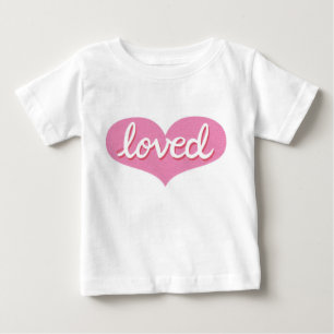Much Loved -Pink love heart- Baby T-Shirt