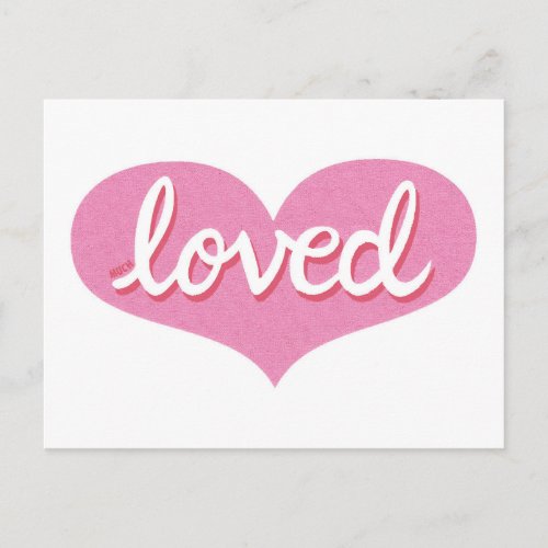 MUCH LOVED _ Pink love heart Postcard