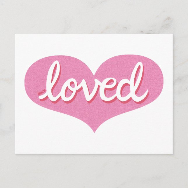MUCH LOVED - Pink love heart Postcard (Front)