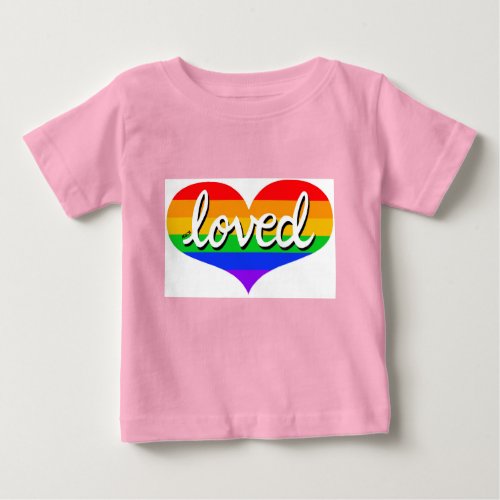 MUCH LOVED  _ Rainbow love heart Baby T_Shirt
