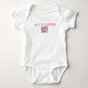 MUCH LOVED - Red graffiti heart - boy/girl Baby Bodysuit