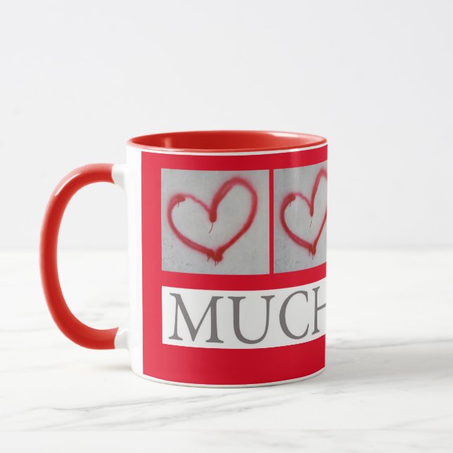MUCH LOVED  - Red graffiti love heart -  Mug (Left)