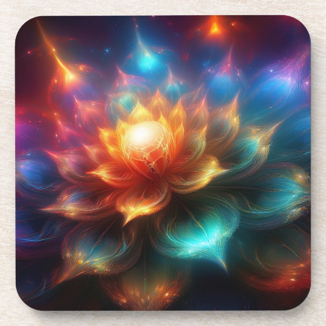 Much Manipulated Floral Fractal Beverage Coaster (Front)