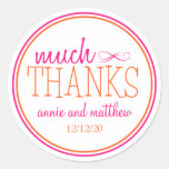 Much Thanks Labels (hot Pink / Orange) at Zazzle