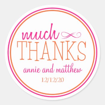 Much Thanks Labels (hot Pink / Orange) by WindyCityStationery at Zazzle