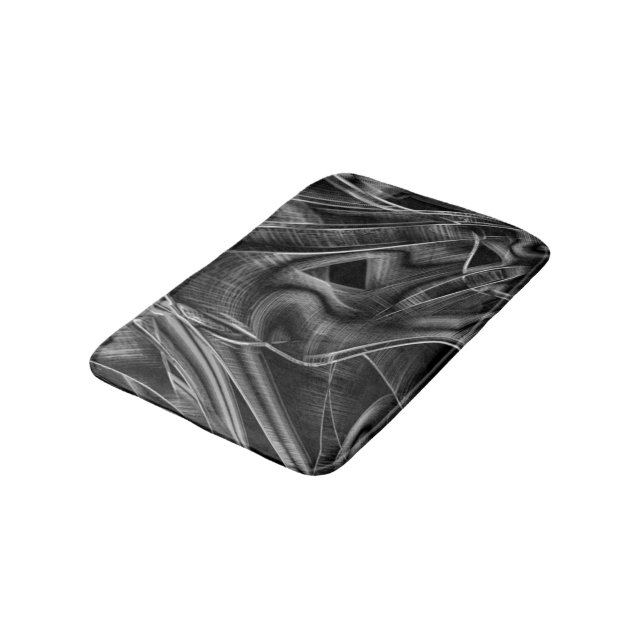 Much twisted with gray grooves on black background bath mat (Angled)
