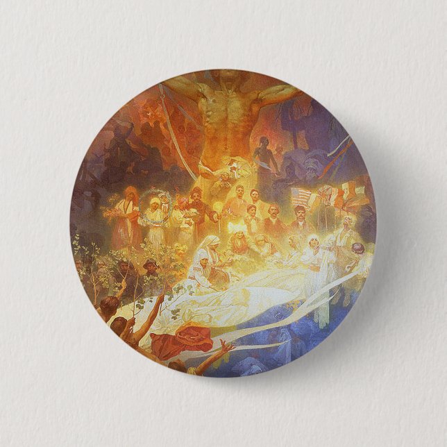 Mucha - Apotheosis of the Slavs Pinback Button (Front)
