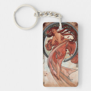 Mucha art deco nouveau dance woman keychain