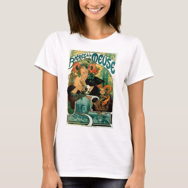 Mucha Art Nouveau:  Bieres de la Meuse T-Shirt (Front)