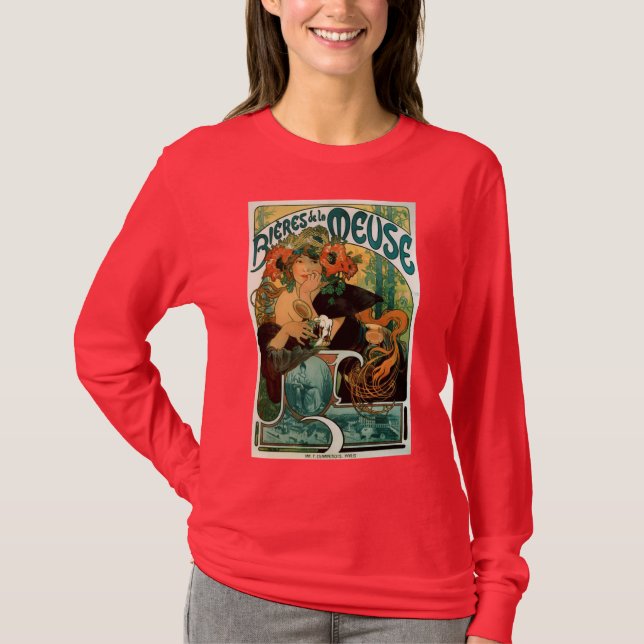 Mucha Art Nouveau:  Bieres de la Meuse T-Shirt (Front)