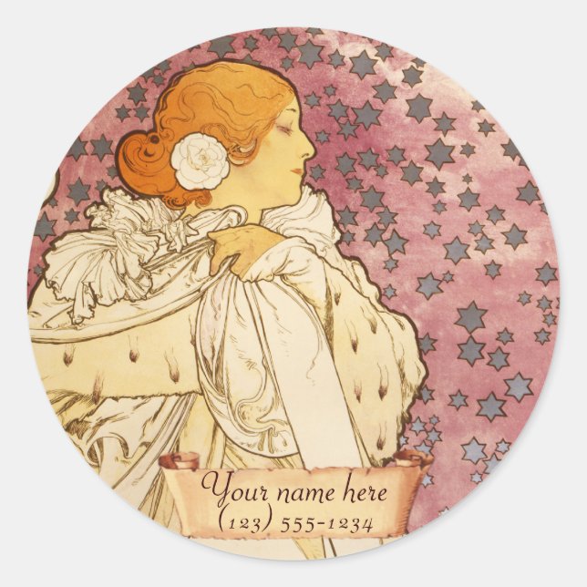Mucha Art Nouveau  Bookplate Stickers (Front)