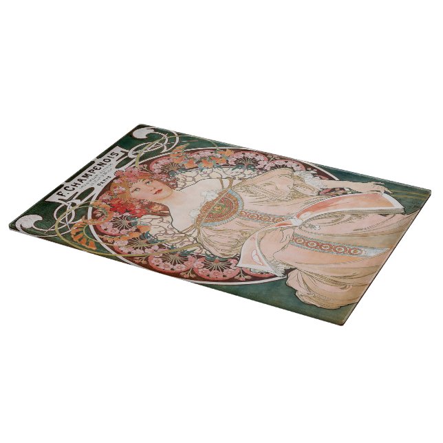 Mucha Art Nouveau Cutting Board (Corner)