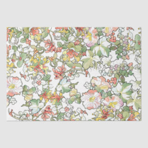 Mucha Art Nouveau Hollyhock Floral Tissue Paper
