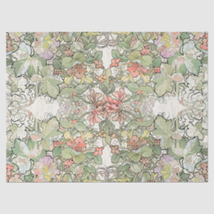 Mucha Art Nouveau Hollyhock Flowers Tissue Paper