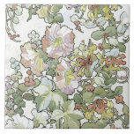 Mucha Art Nouveau Hollyhocks Floral Tile at Zazzle
