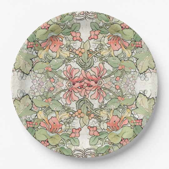 Mucha Art Nouveau Honeysuckle Flowers Paper Plates Mucha Art Nouveau Honeysuckle Flowers Paper Plates