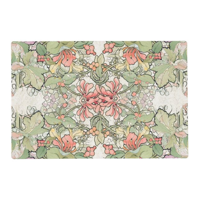 Mucha Art Nouveau Honeysuckle Flowers Placemat (Front)
