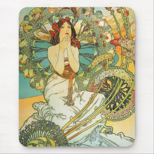 Mucha Art Nouveau Monte Carlo Lady Mousepad