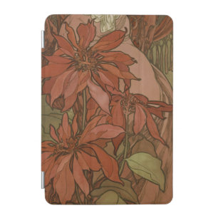 Mucha Art Nouveau Red Poinsettia Floral Pattern iPad Mini Cover