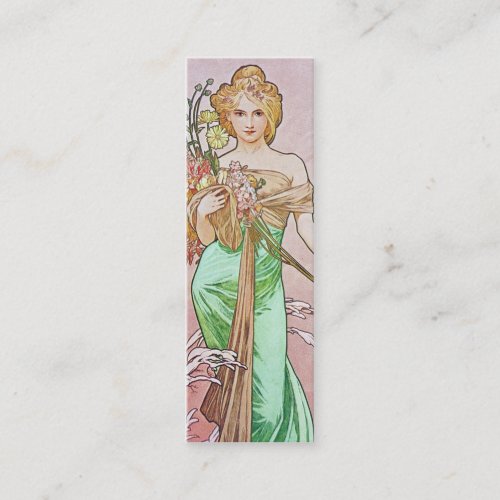 Mucha Art Nouveau Spring Bookmark Business Cards