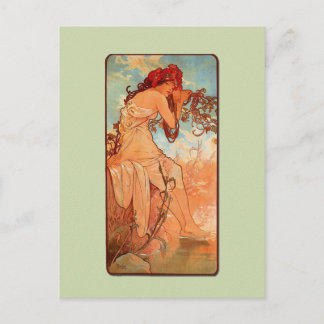 Mucha Art Nouveau Summer Postcard