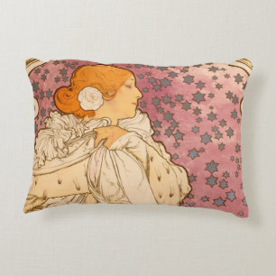 Mucha Art Nouveau Woman Beauty Accent Pillow