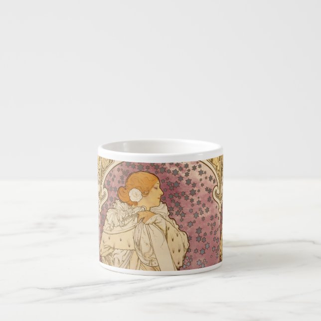 Mucha Art Nouveau Woman Beauty Espresso Cup (Front)