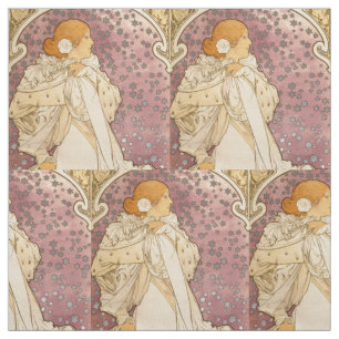 Mucha Art Nouveau Woman Beauty Fabric