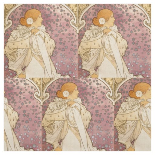 Mucha Art Nouveau Woman Beauty Fabric