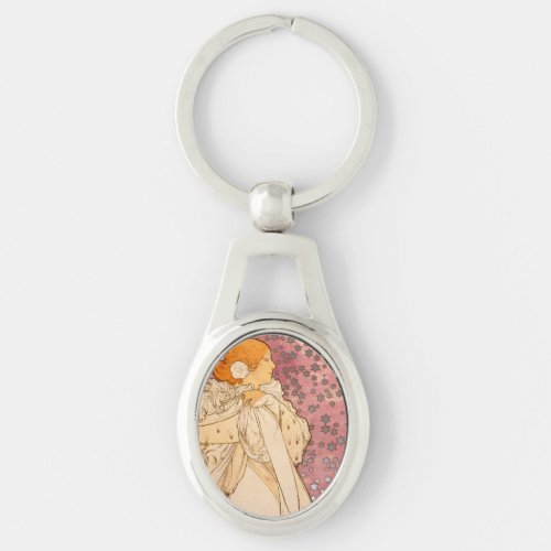 Mucha Art Nouveau Woman Beauty Keychain