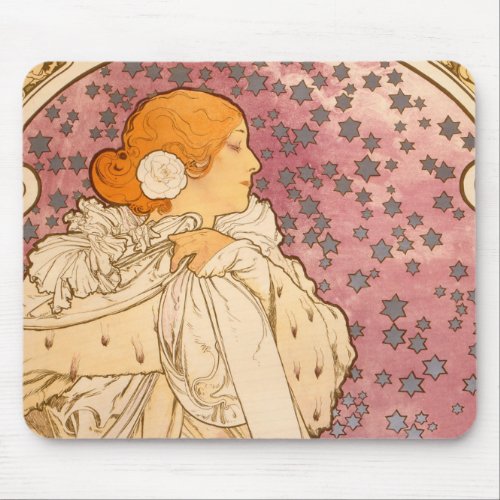 Mucha Art Nouveau Woman Beauty Mouse Pad