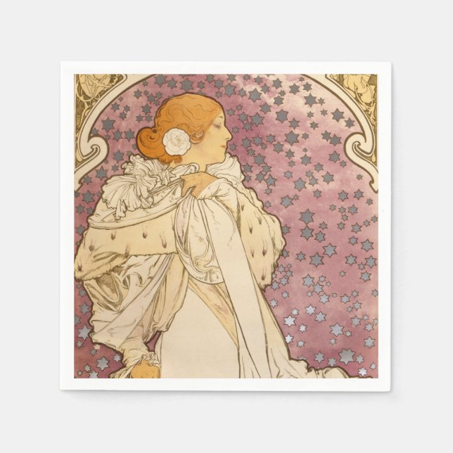 Mucha Art Nouveau Woman Beauty Napkins (Front)
