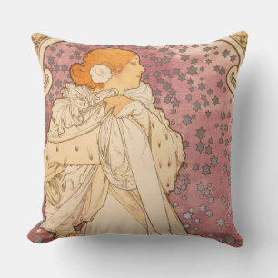 Mucha Art Nouveau Woman Beauty Outdoor Pillow
