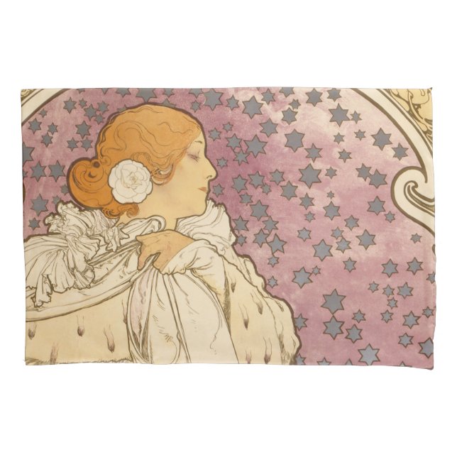Mucha Art Nouveau Woman Beauty Pillow Case (Front)