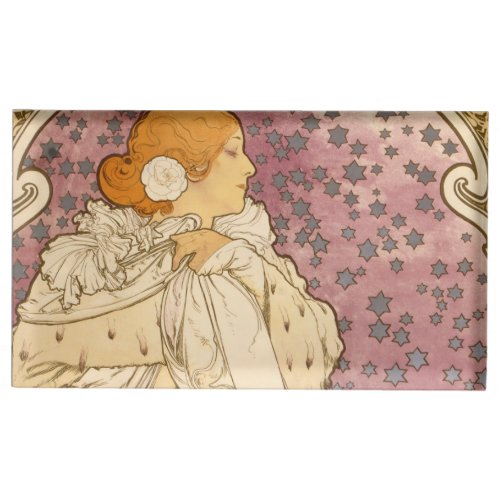 Mucha Art Nouveau Woman Beauty Place Card Holder