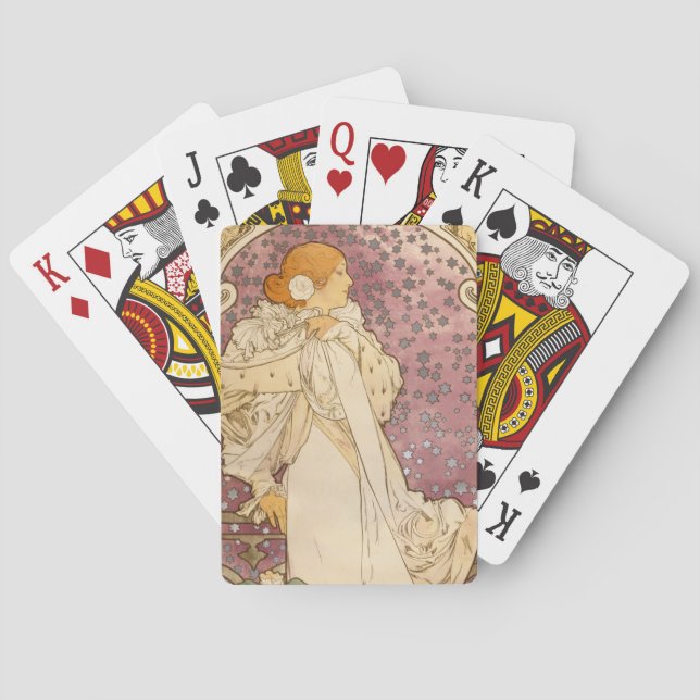 Mucha Art Nouveau Woman Beauty Poker Cards (Back)