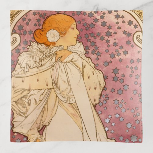 Mucha Art Nouveau Woman Beauty Trinket Tray