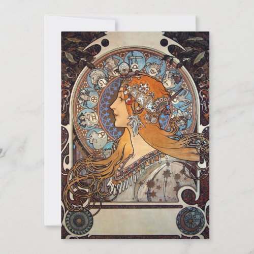 Mucha Art Nouveau Woman Vintage French Zodiac Card