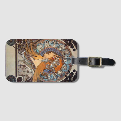 Mucha Art Nouveau Woman Vintage French Zodiac Post Luggage Tag