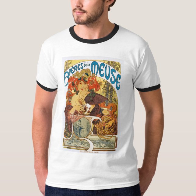 Mucha -  Bieres de la Meuse (Beer of the Muse) T-Shirt (Front)