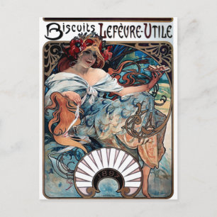 mucha biscuits Lefevre utile 1897 advertisement Postcard